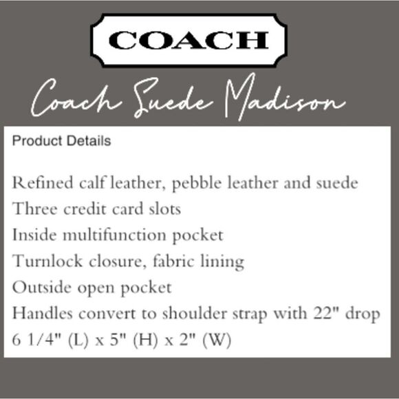 RETAIL Coach FACTORY WRAPPED Suede Madison Bag - Picture 5 of 7